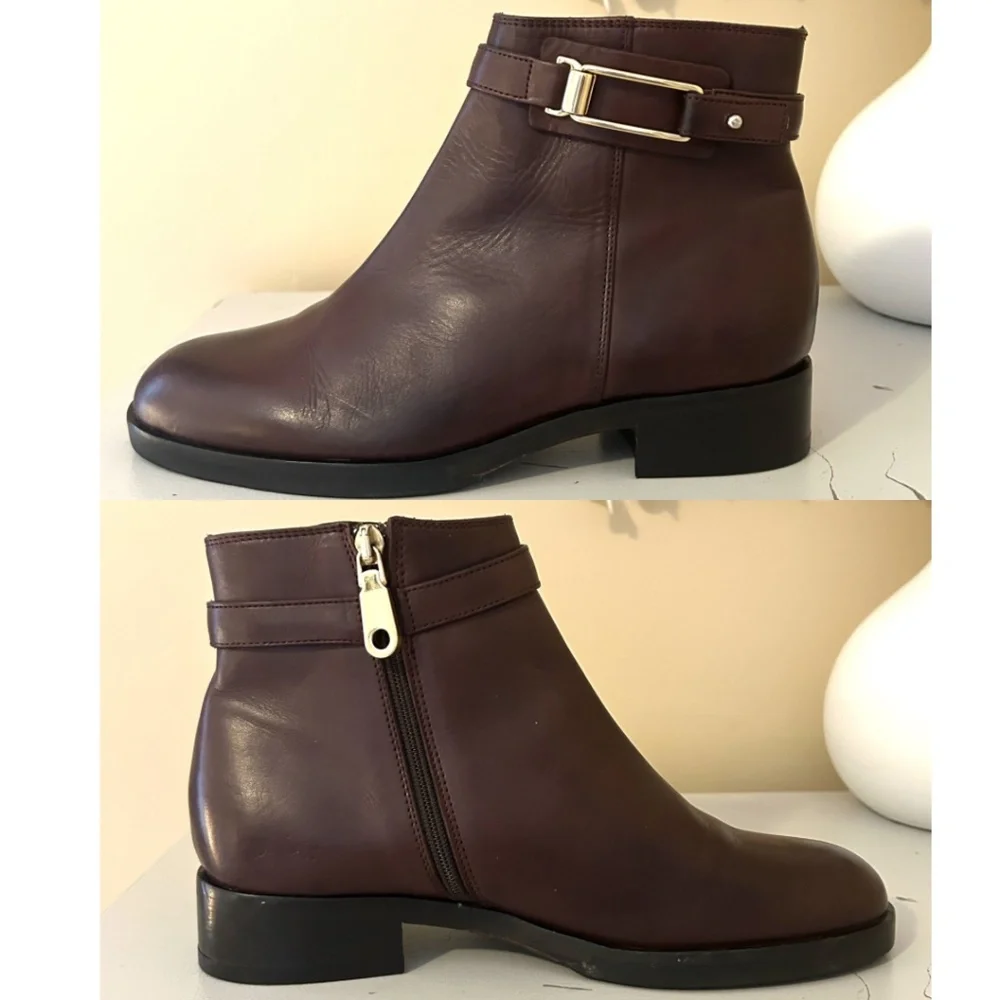 Like New La Canadienne Brown Leather Ankle Boot with Buckle Strap Size 36 - Picture 9 of 16